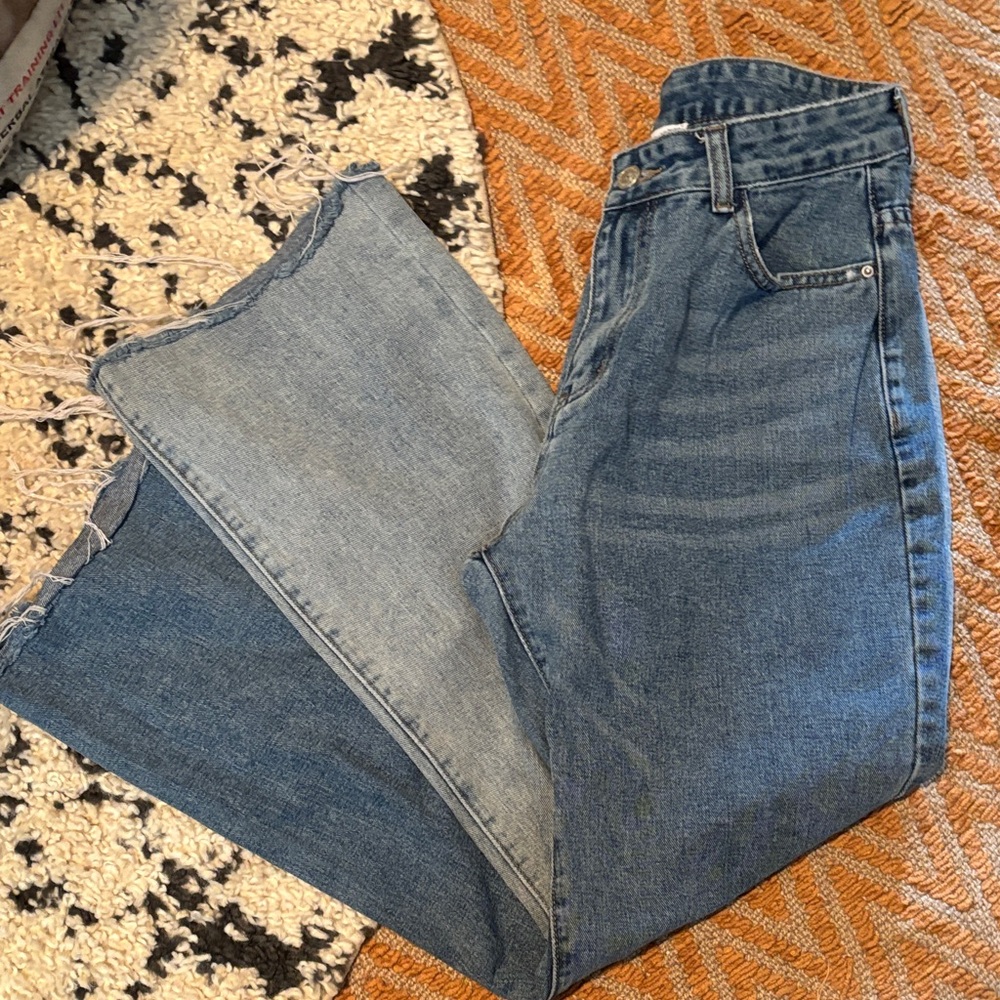 Princess Polly Raw Hem Two Tone Jeans